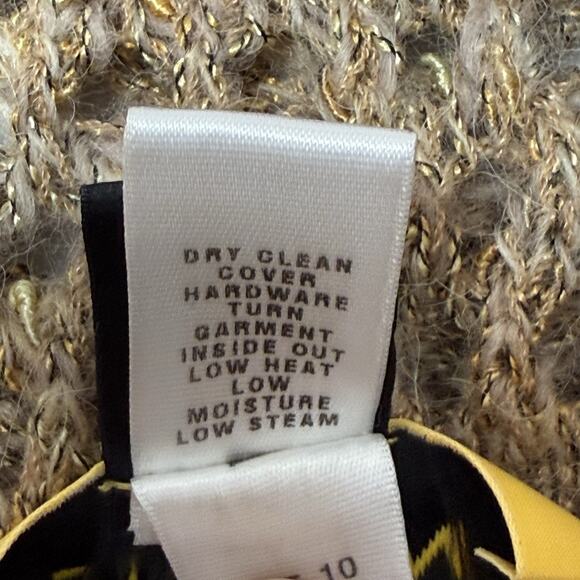 St. John Open Knit Poncho Sweater Wool Blend Gold Accent Women’s L - Picture 4 of 7